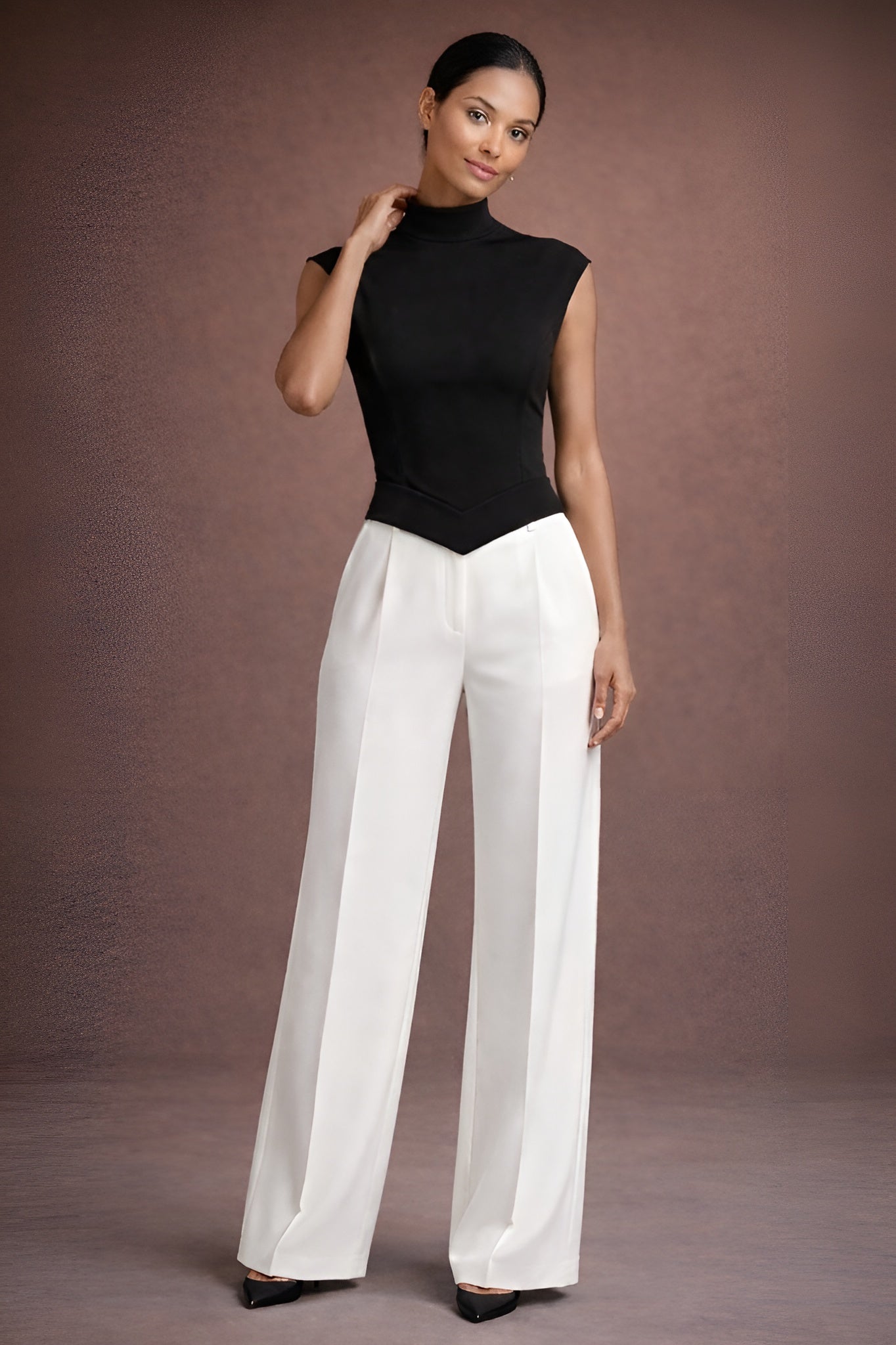 Organic Cotton Sculpted Mock-Neck Top