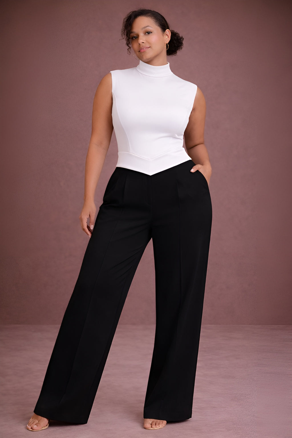 Organic Cotton Sculpted Mock-Neck Top