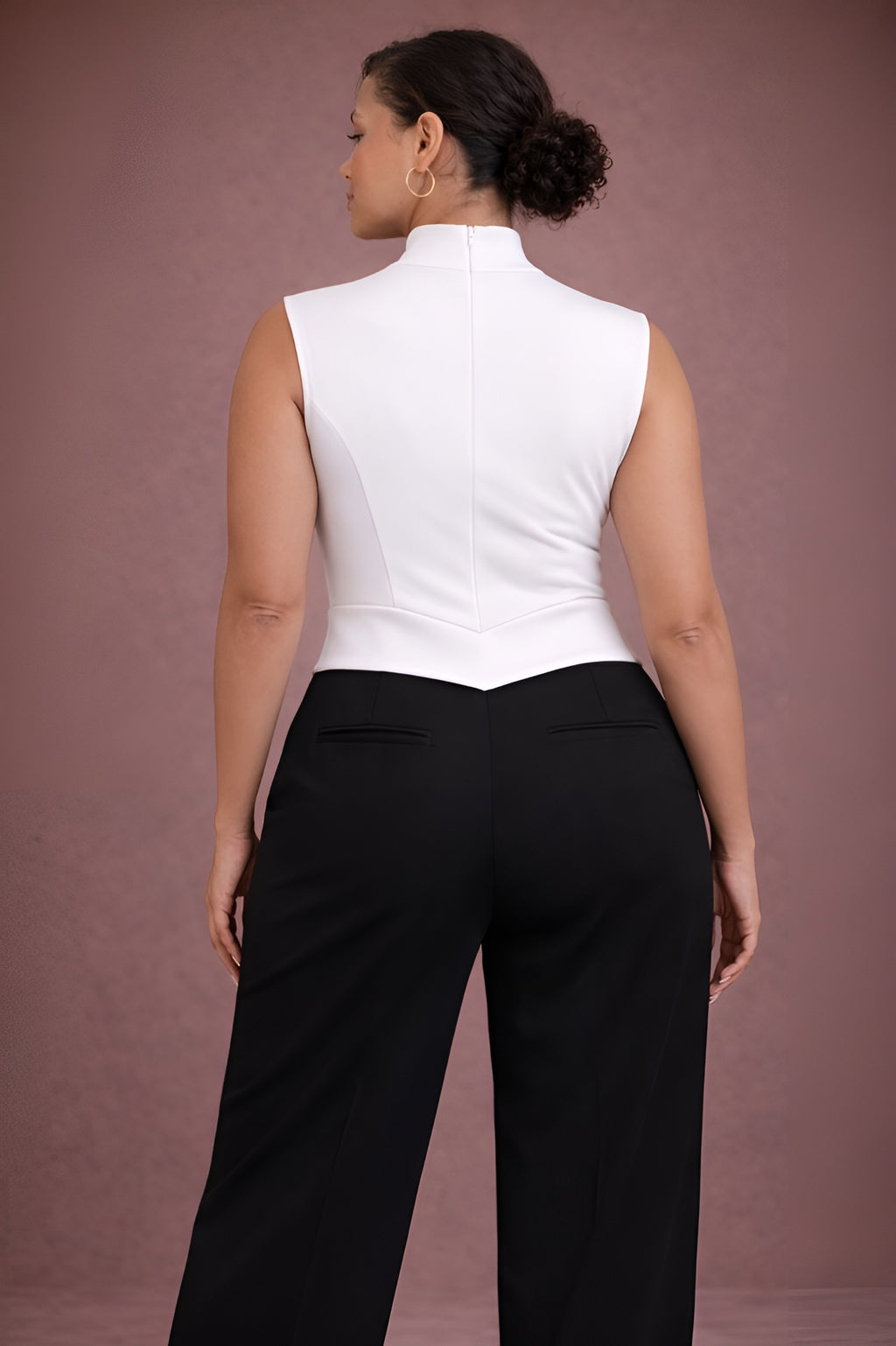 Organic Cotton Sculpted Mock-Neck Top